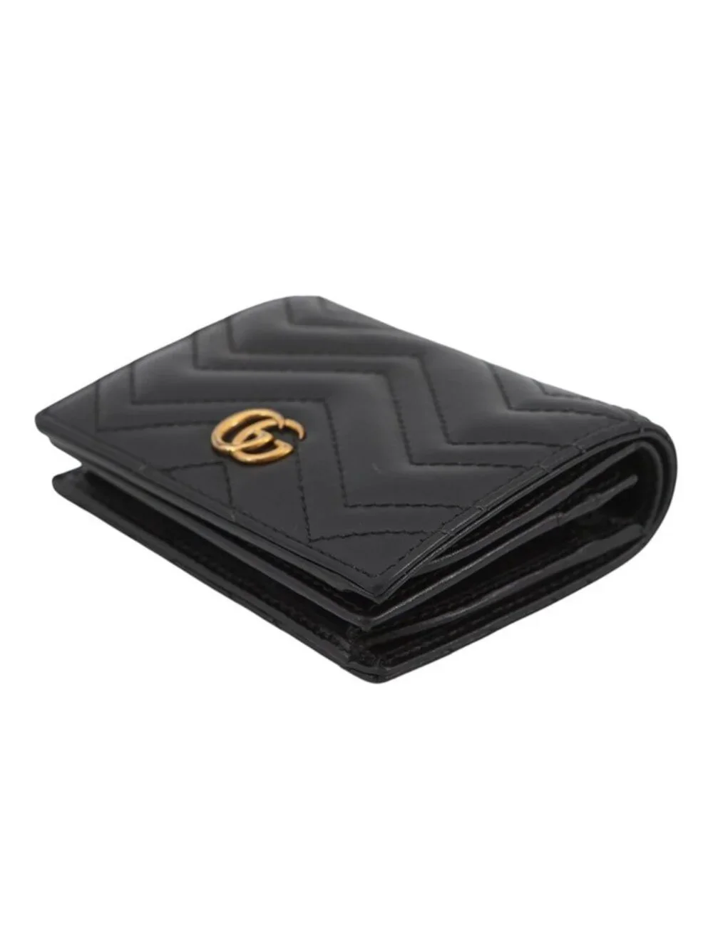 ★SOLD★ Gucci Bifold Wallet GG Marmont Compact Leather Double Black - Picture 2 of 10